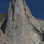 on the center of the North wall, Peak Slesova (4 240 m / 13 911 ft)