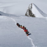 Team climbing towards Summit Camp( Camp III 6500m)