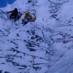 on the Сentral Couloir of a Northern Wall, Mount Kitchener (3 505 m / 11 499 ft)