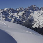 Ski tour to the top of Cima Roma