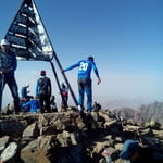 The tripod on the highest point of Mount Toubkal