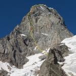 Via RoMa ED 1345m 6a A2 east face, Grandes Jorasses (4 208 m / 13 806 ft)