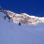 on the Сentral Couloir of a Northern Wall, Mount Kitchener (3 505 m / 11 499 ft)