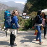 Ready to hike with backpack