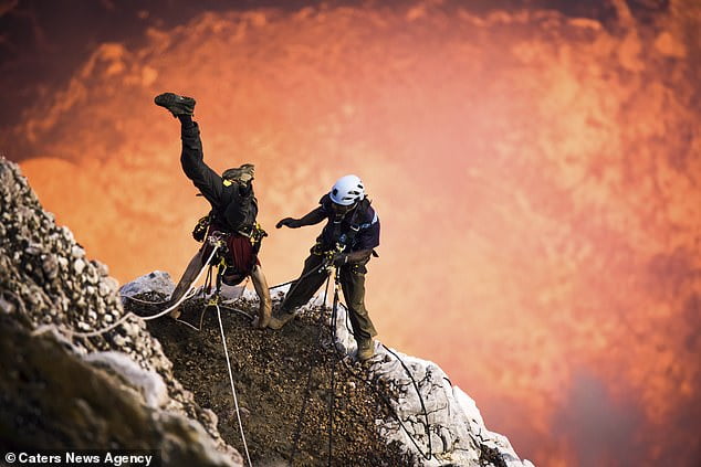 Daredevil Adventure-Seeker Abseils Into Active Volcano With Molten