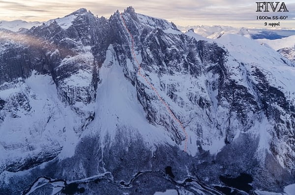 Daredevil skis down Europe’s tallest 'vertical' rock face