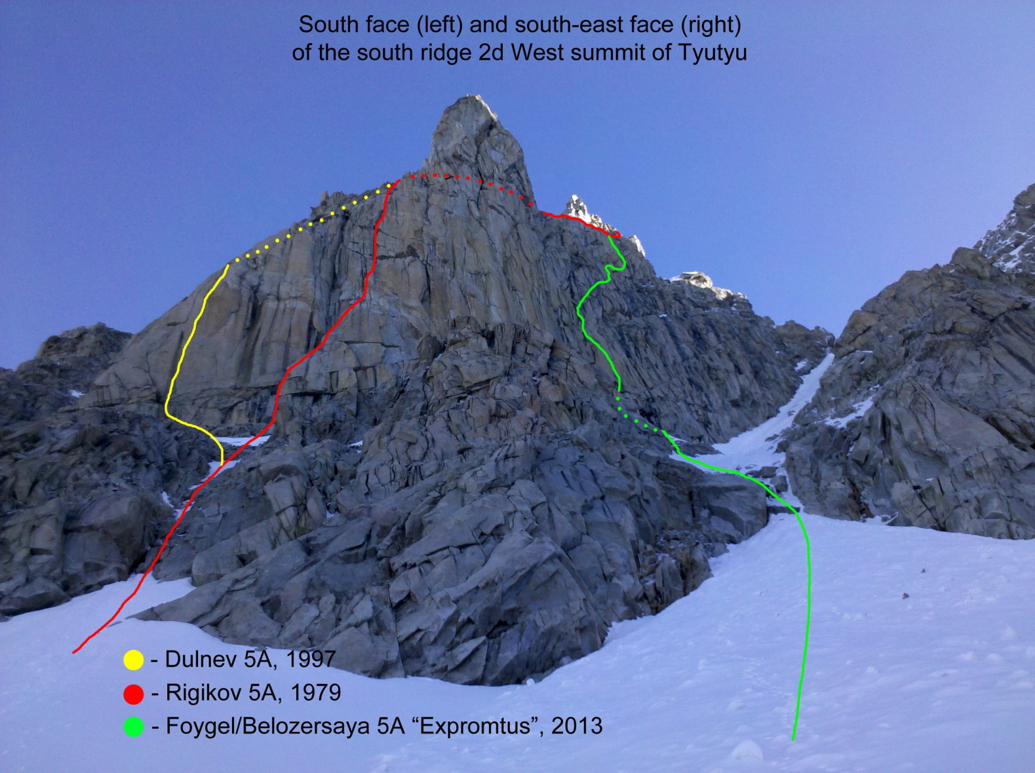 South face of 2d West summit of Tyutyu 4420m