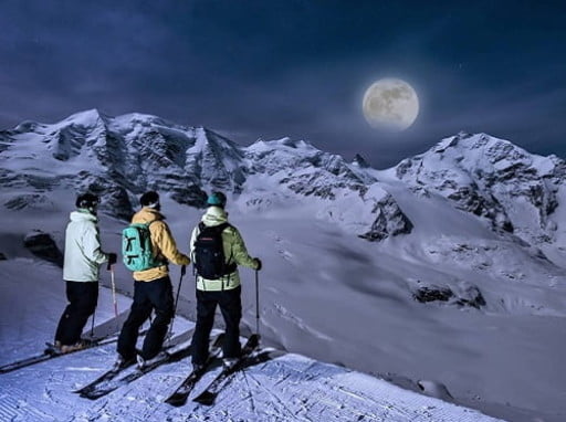 Moonlit Ski Descent in Vallée Blanche